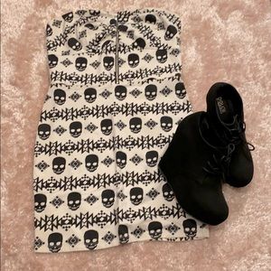 Y2K Skull Strapless Mini Dress